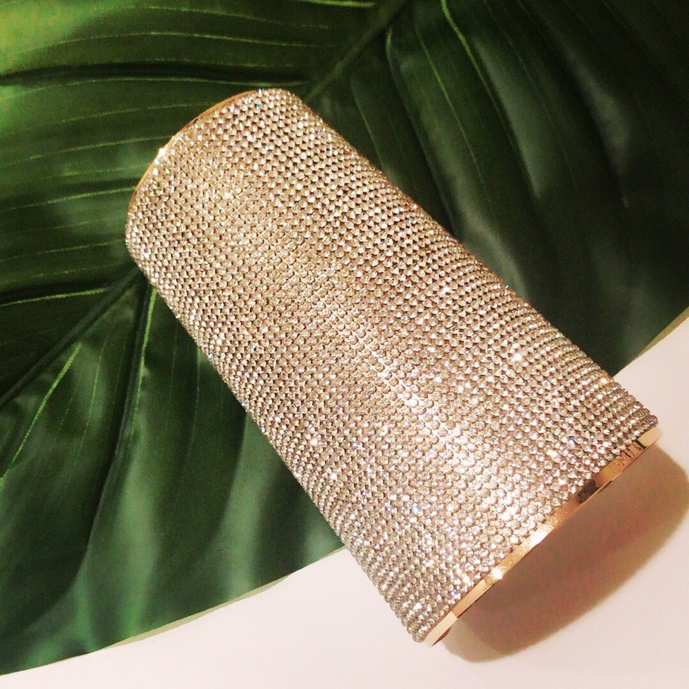Rhinestone and Gold cuff bracelet